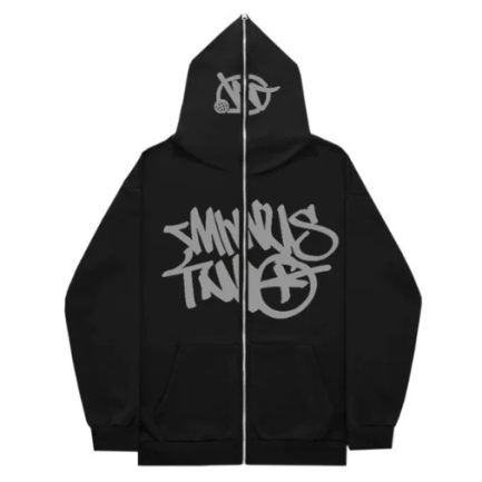 minus two full zipper grey black hoodie 433x433