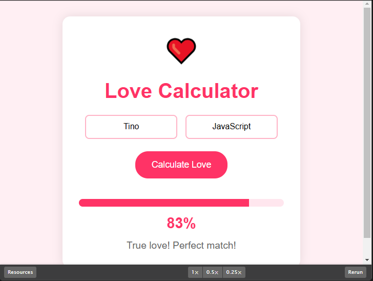 True Love Percentage Calculator