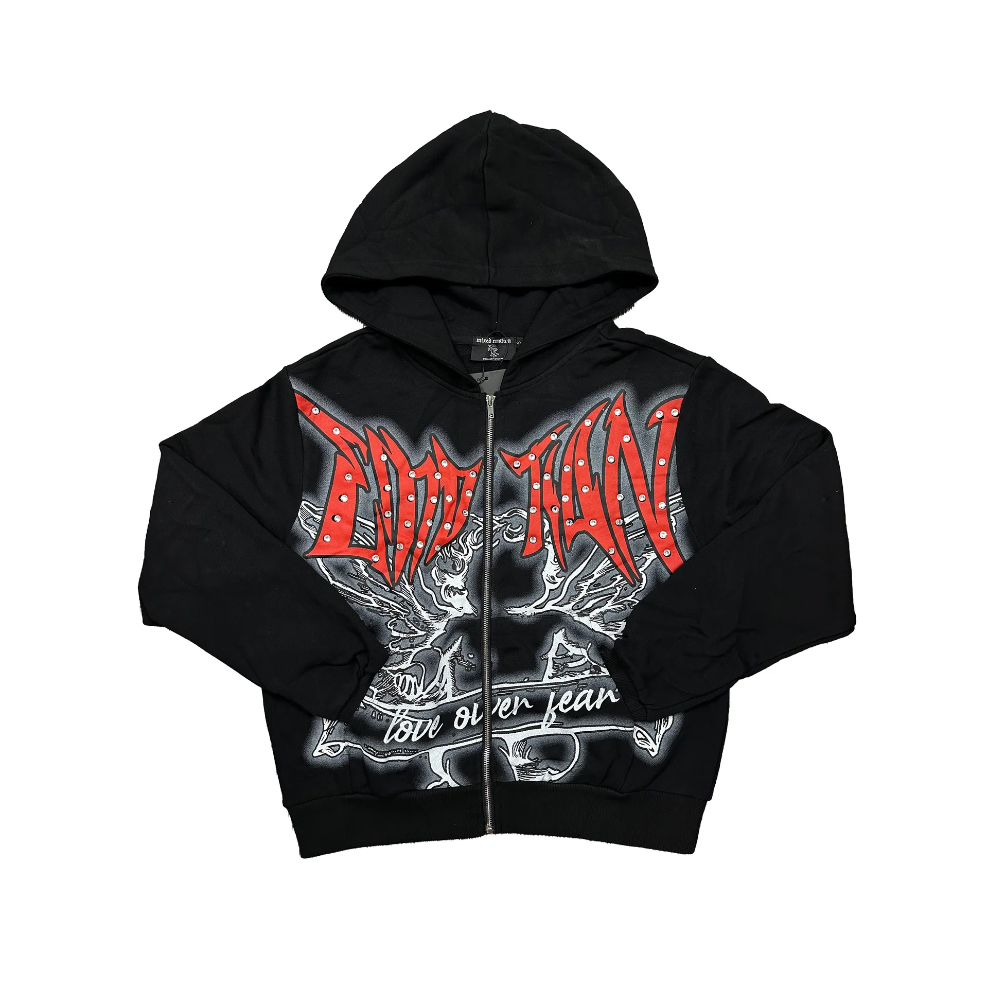 Black “Graffiti” Rhinestone Hoodie
