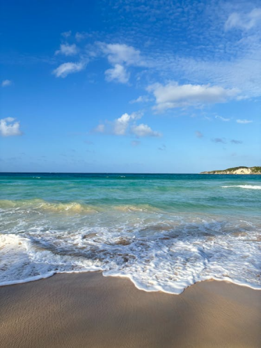 Scenic Caribbean beach in the Dominican Republic with white sand and clear turquoise water