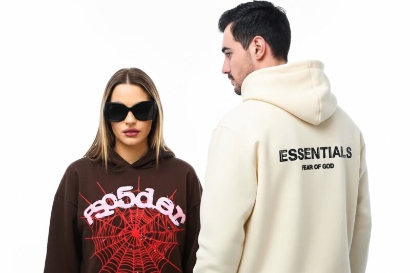 Essentials Hoodie and Sp5der Hoodie Winter Fits