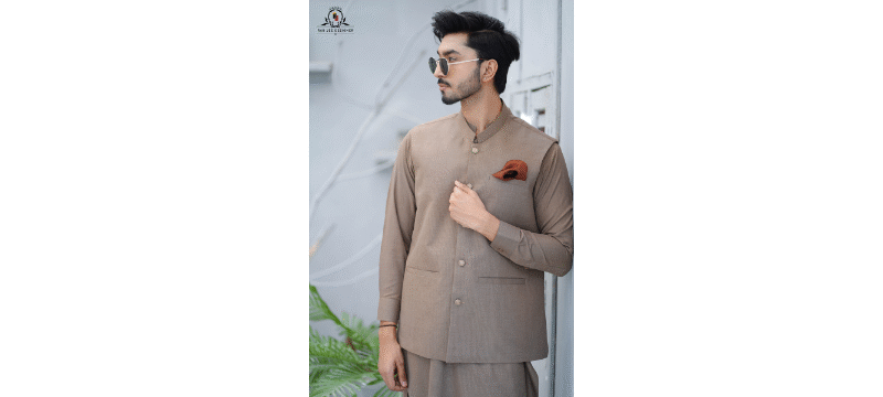 Men’s Premium Wash & Wear Kameez Shalwar – Dark Fawn Traditional Wear – (RJ-KSW153)