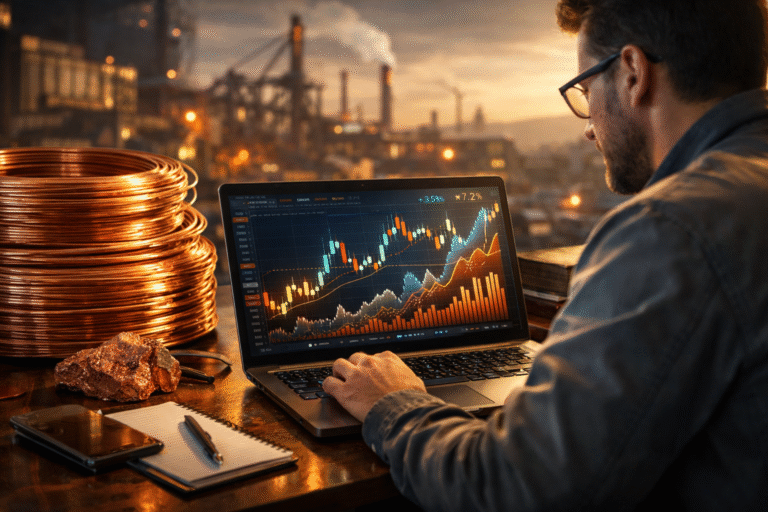 Investor analyzing base metals data