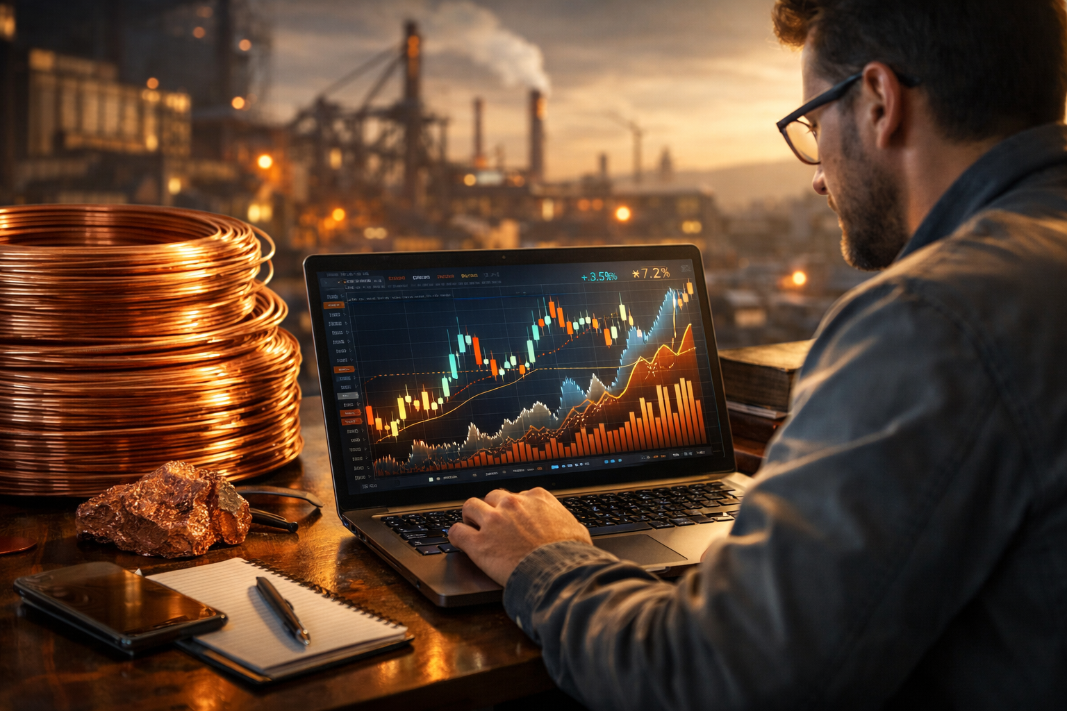 Investor analyzing base metals data