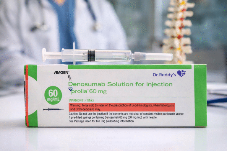 Prolia 60mg injection vial for osteoporosis treatment reducing fracture risk